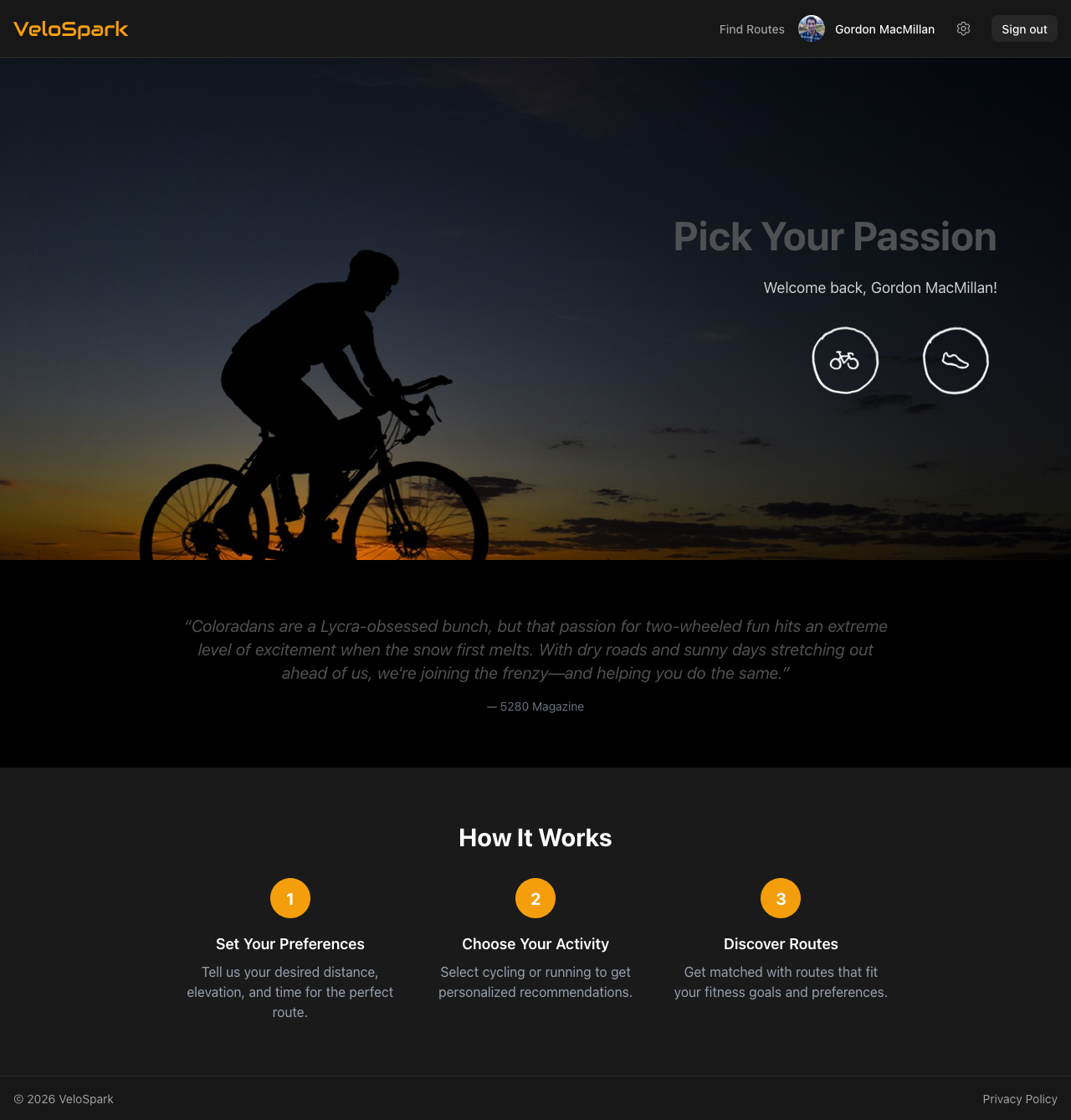 Authenticated Homepage